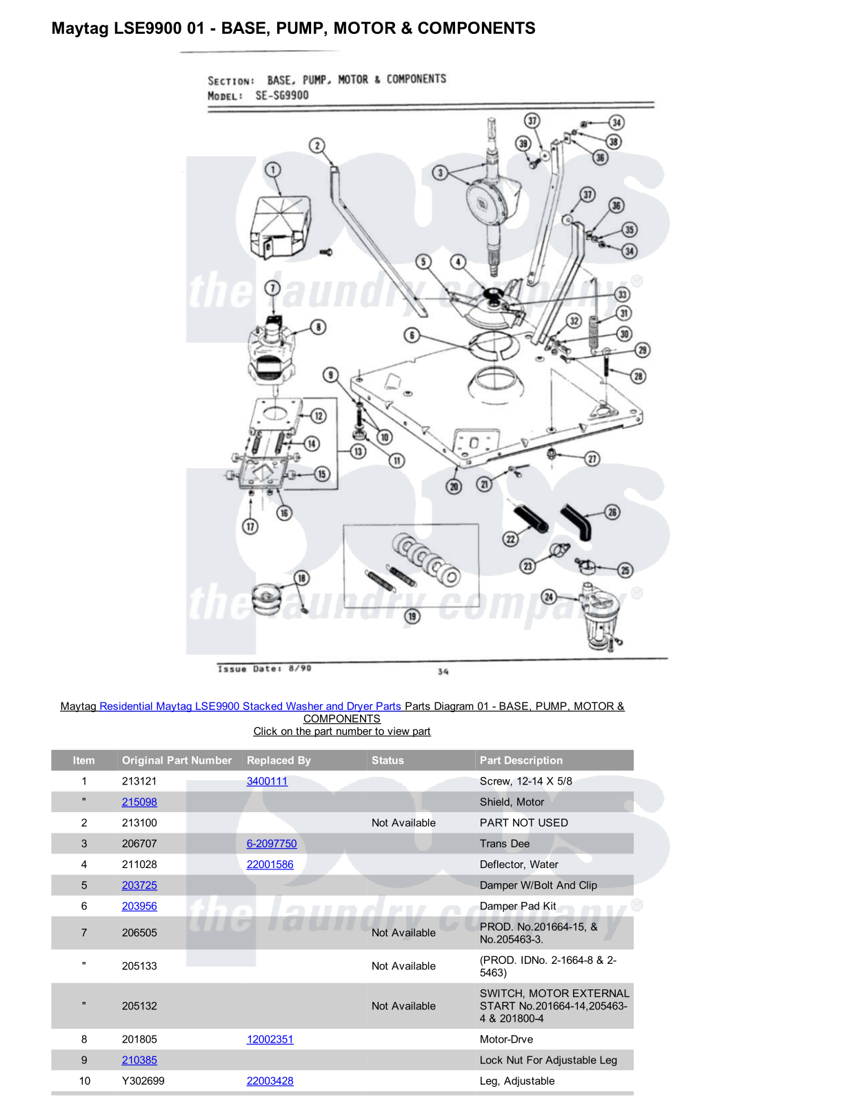 Maytag LSE9900 Stacked and Parts Diagram