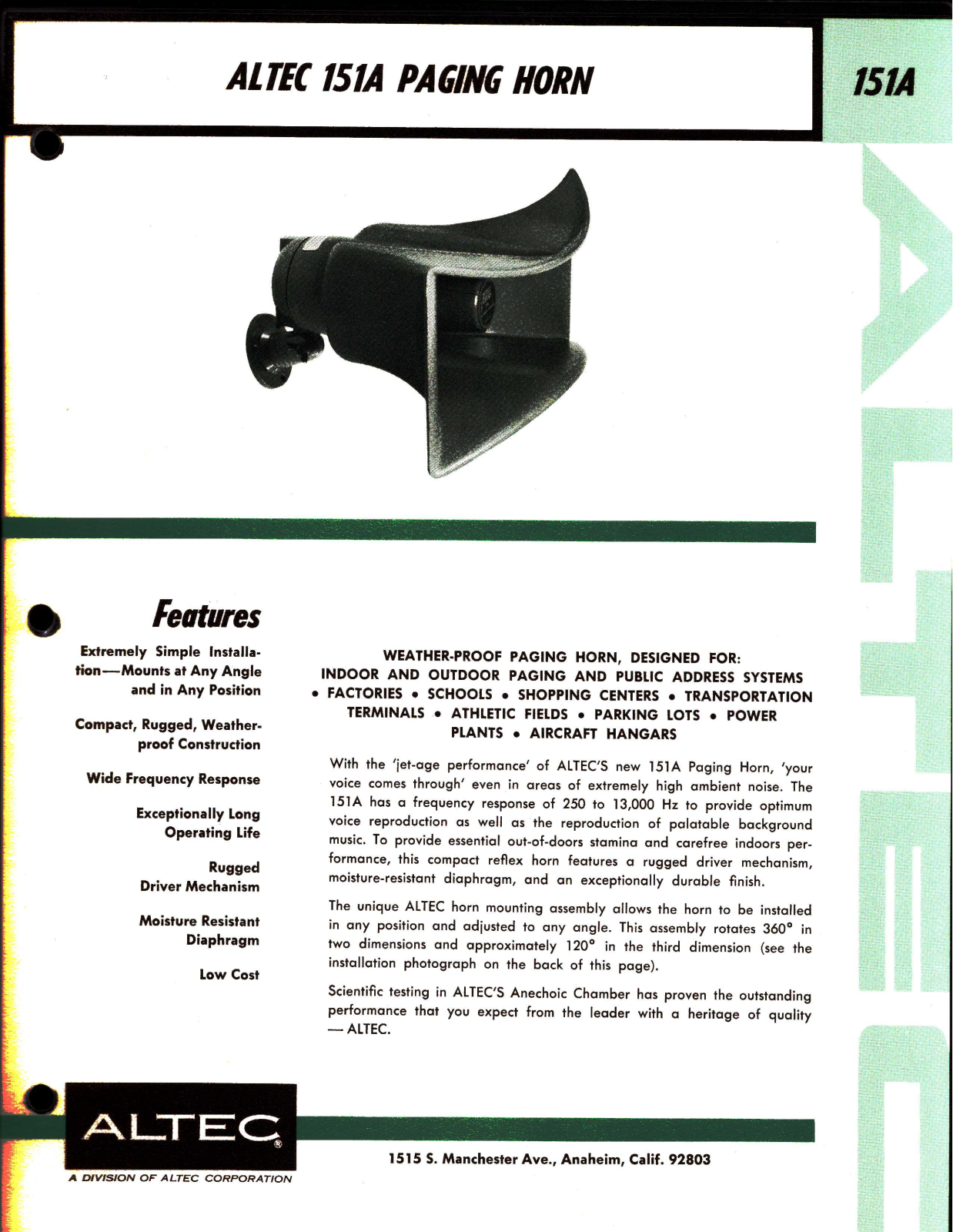 Altec lansing 151A User Manual