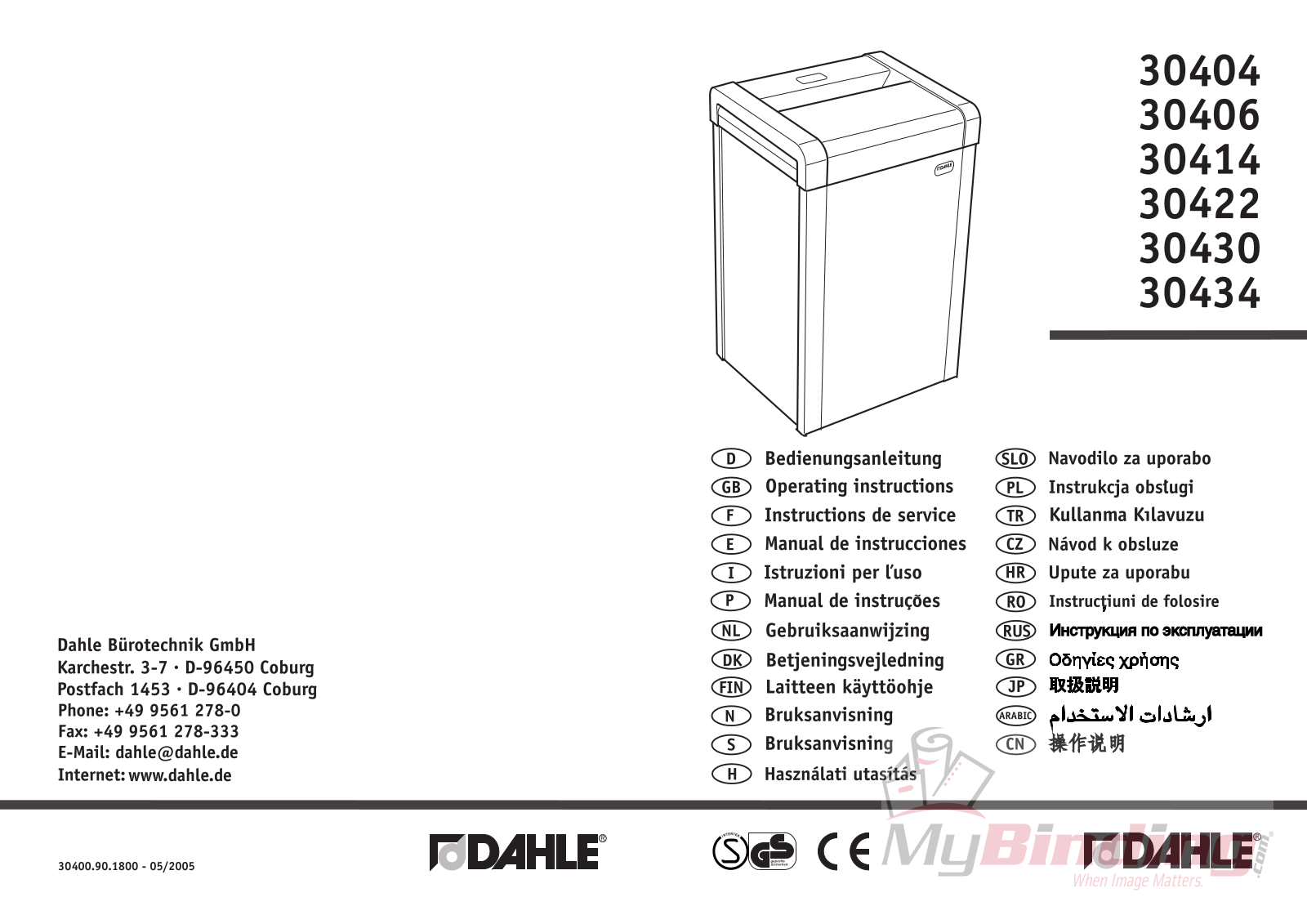 Dahle 30404, 30414, 30406, 30422, 30430 User Manual