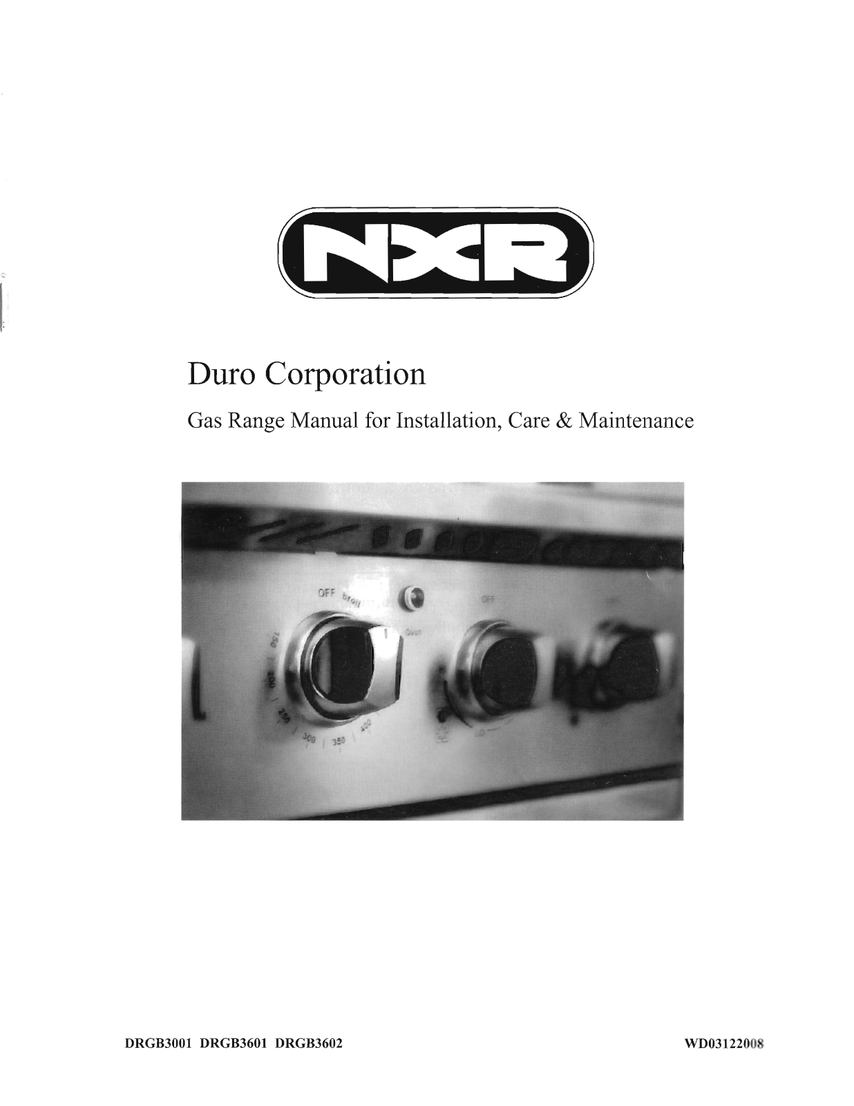 NXR DRG83602, DRGB3601 User Manual