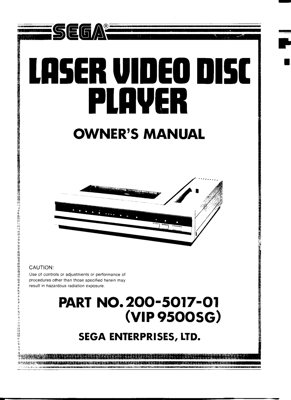 Sega 200-5017-01 User Manual