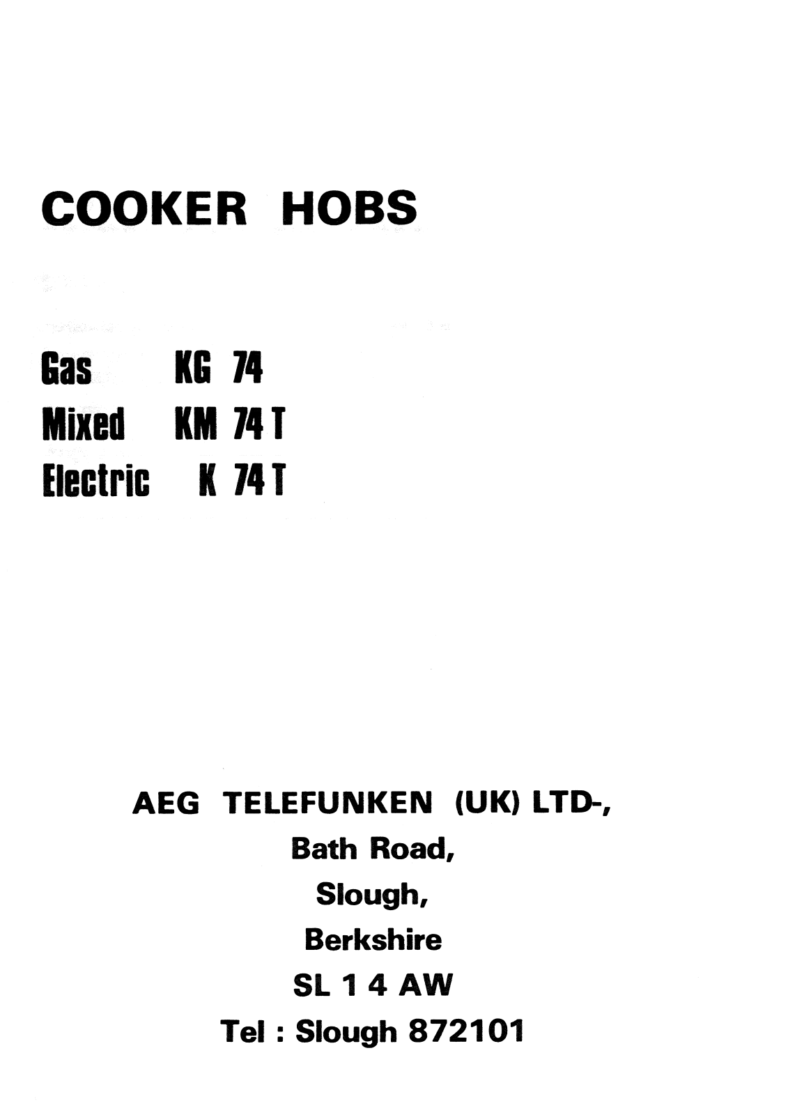 Aeg-electrolux K74T B User Manual