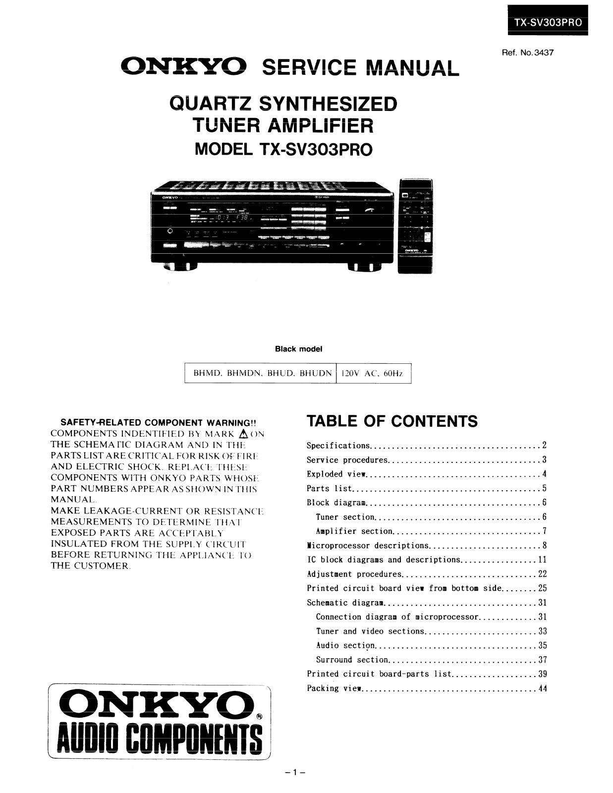 Onkyo TXSV-303-PRO Service Manual