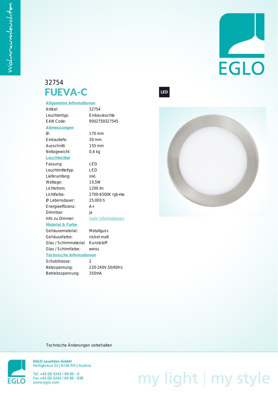 Eglo 32754 Service Manual