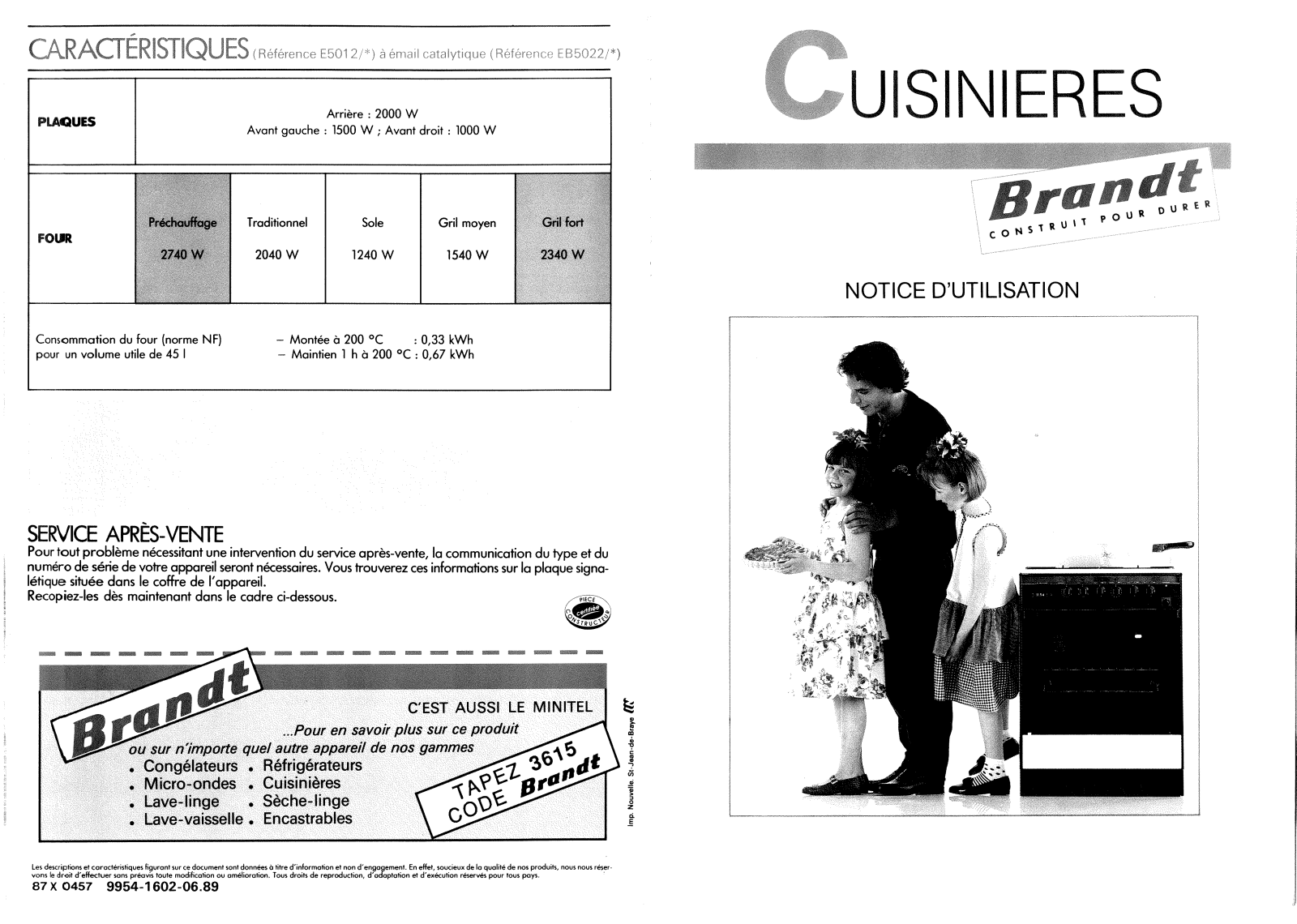 BRANDT EB5022, E5012 User Manual