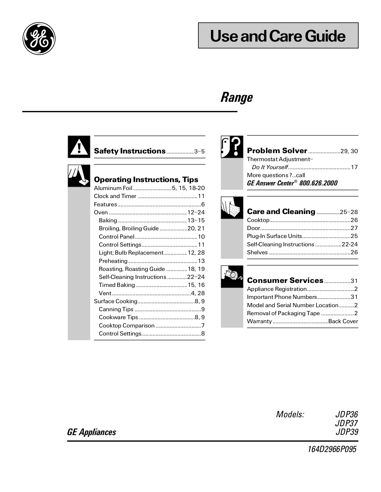 GE JDP37, JDP36 User Manual