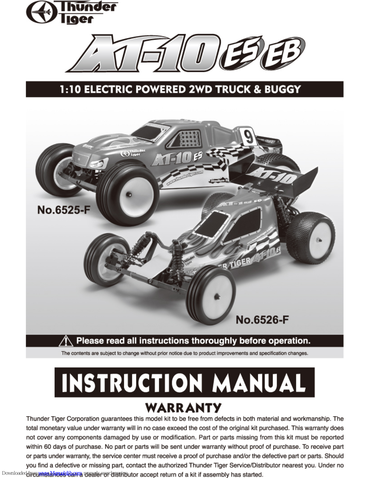 THUNDER TIGER AT-10 EB, AT-10 ES, 6525-F, 6526-F User Manual