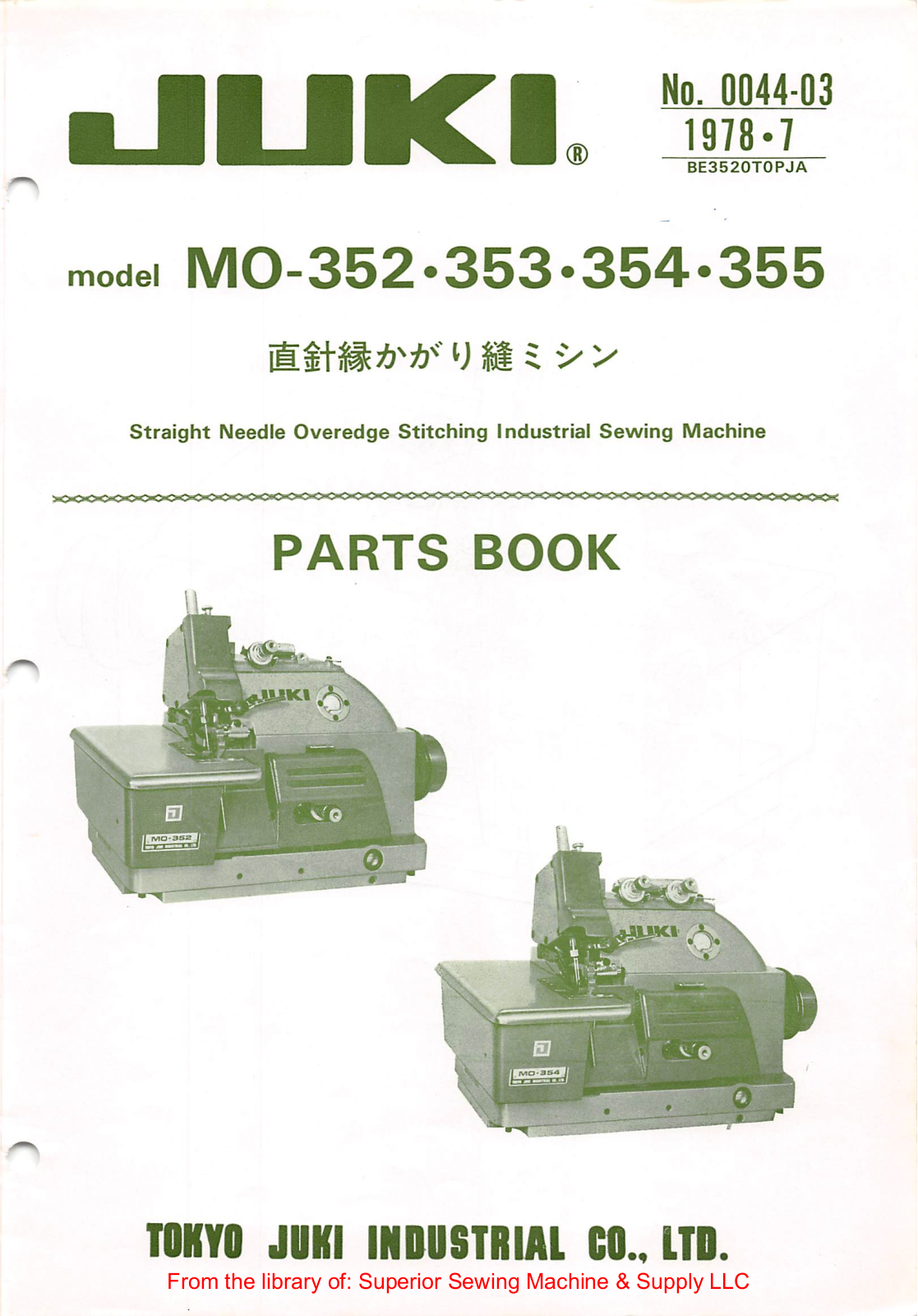 Juki MO-352, MO-353, MO-354, MO-355 User Manual - ManualMachine.com