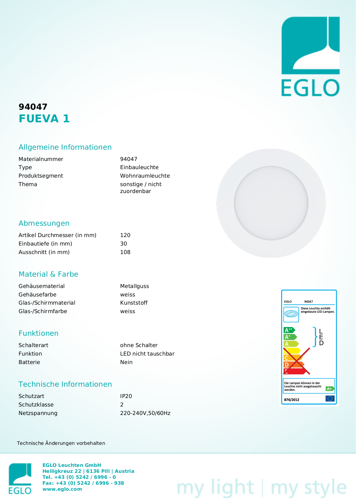 Eglo 94047 Technical data - ManualMachine.com