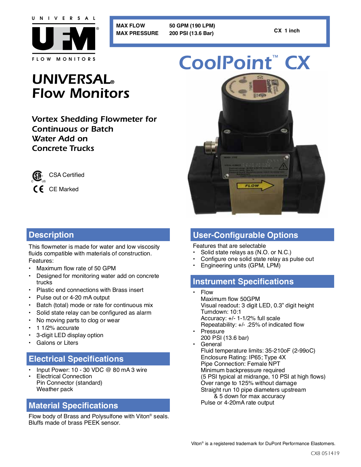 Universal Flow Monitors (UFM) CoolPoint CX Data sheet