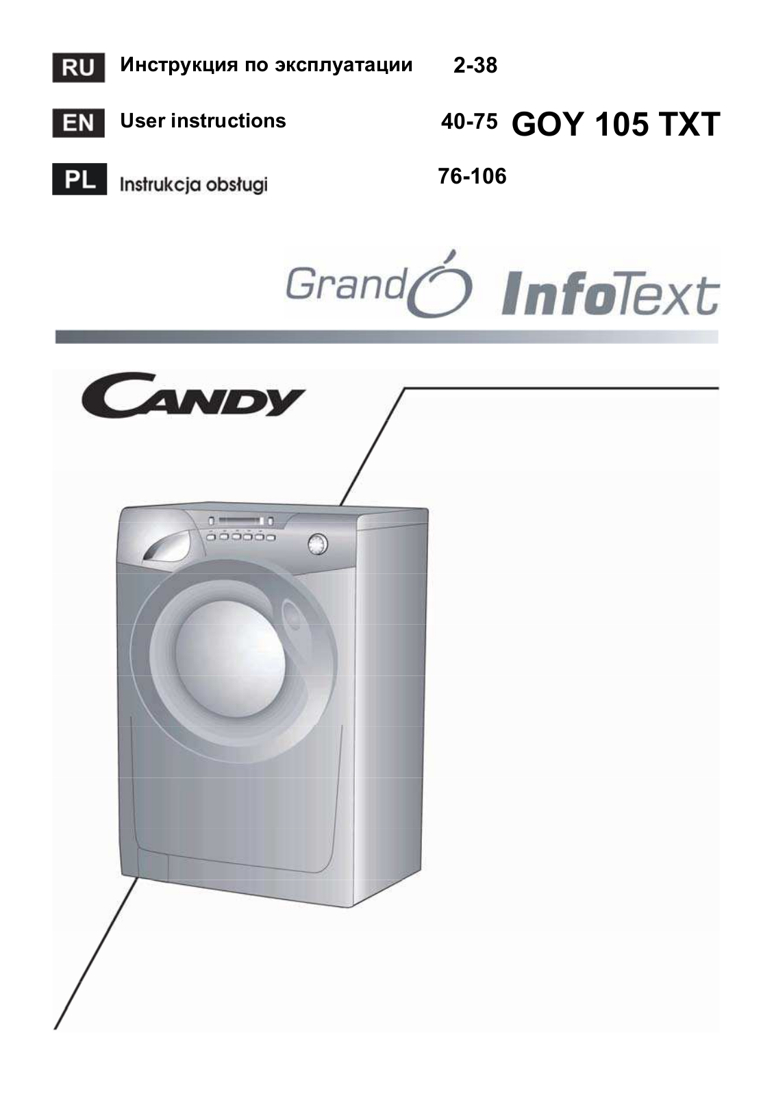 Candy GOY 105 TXT User manual