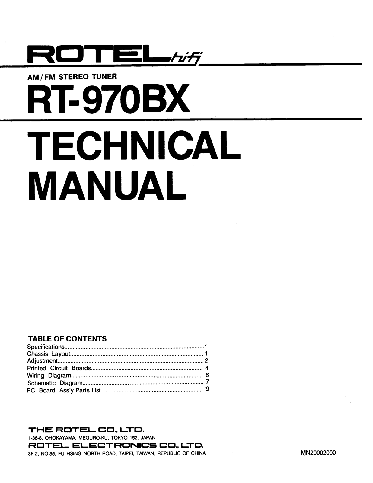 Rotel RT-970-BX Service manual