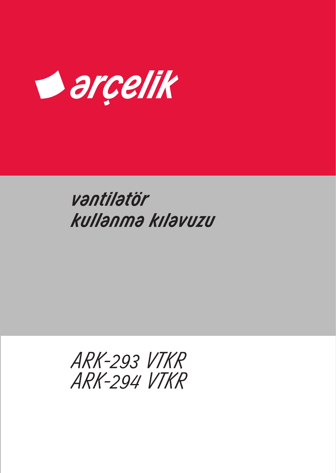 Arçelik ARK293VTKR, ARK294VTKR User manual