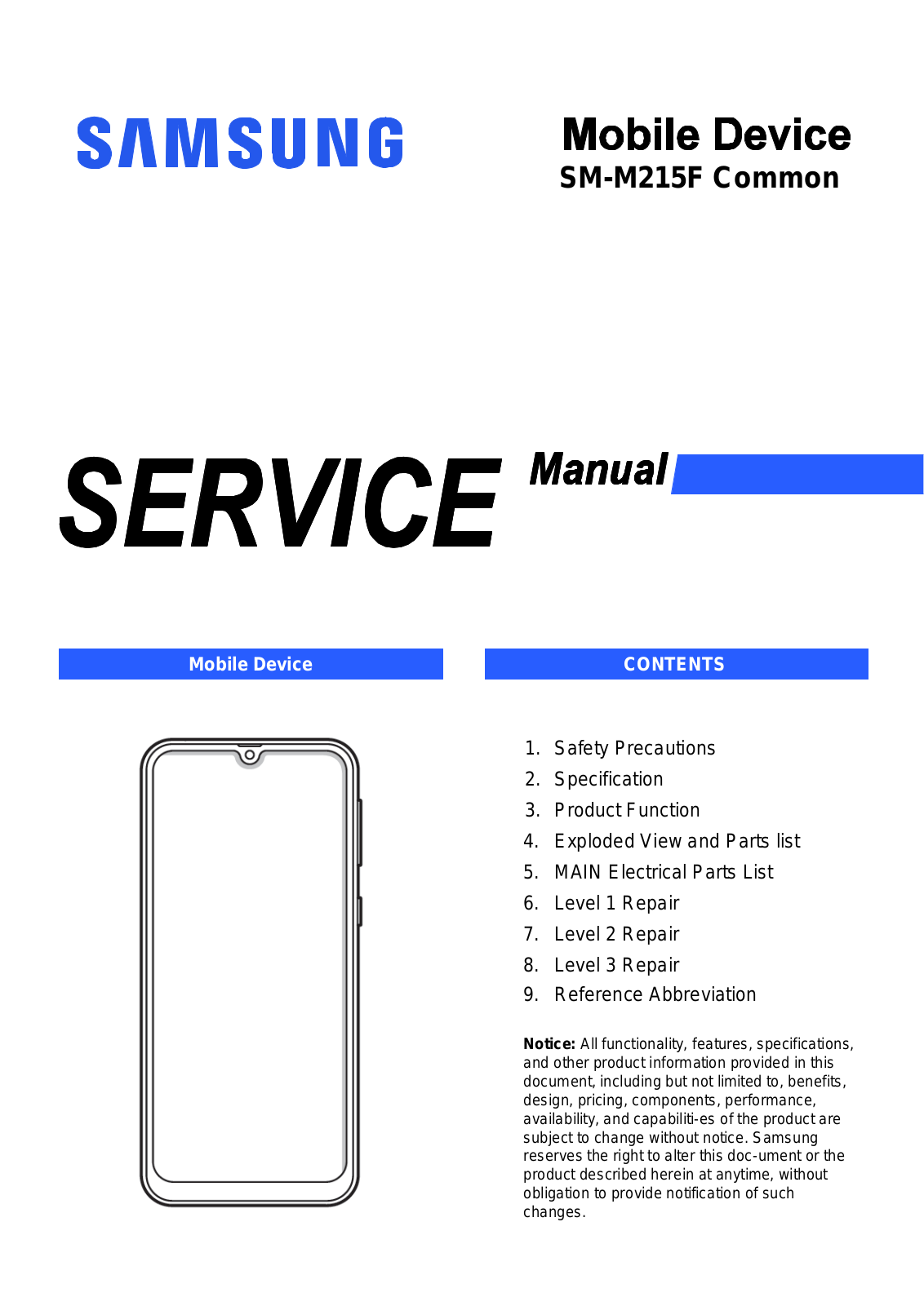 Samsung SM-M215F Service manual cover