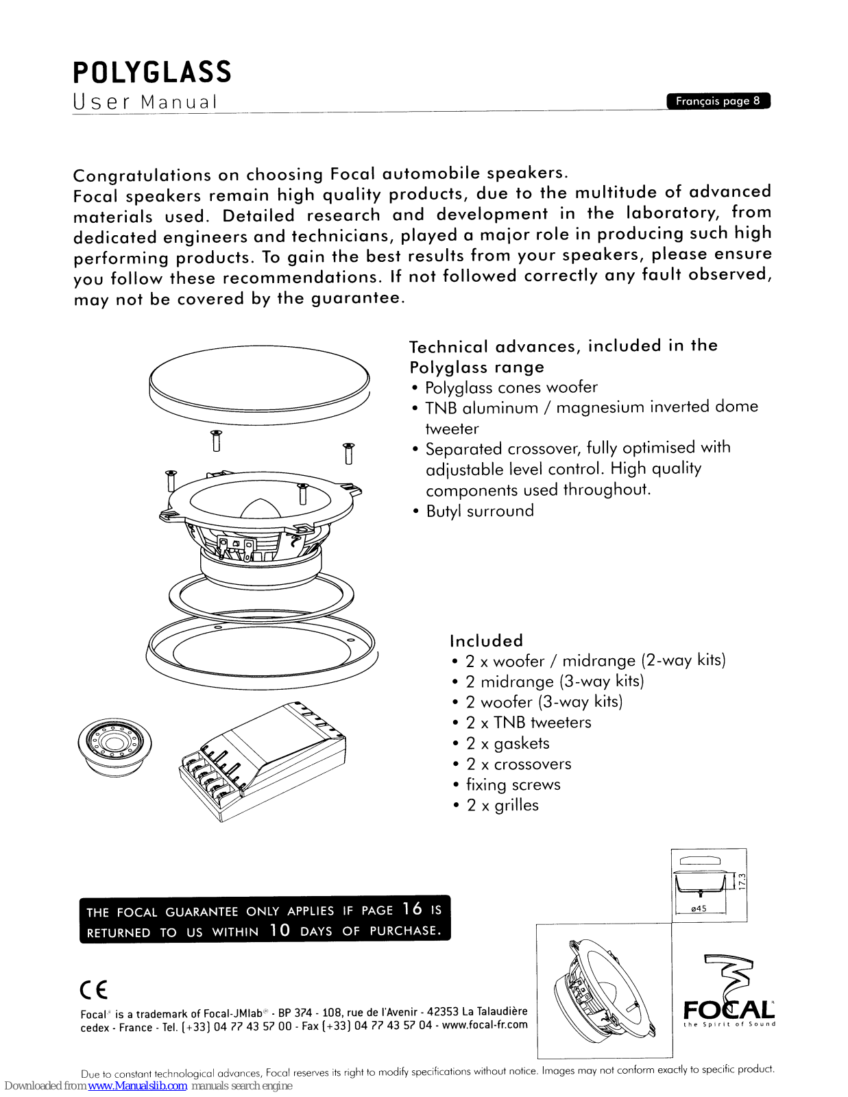 Focal Polyglass, Polyglass 130 VR, Polyglass 165 VR, Polyglass 100 VRS User Manual - ManualMachine.com