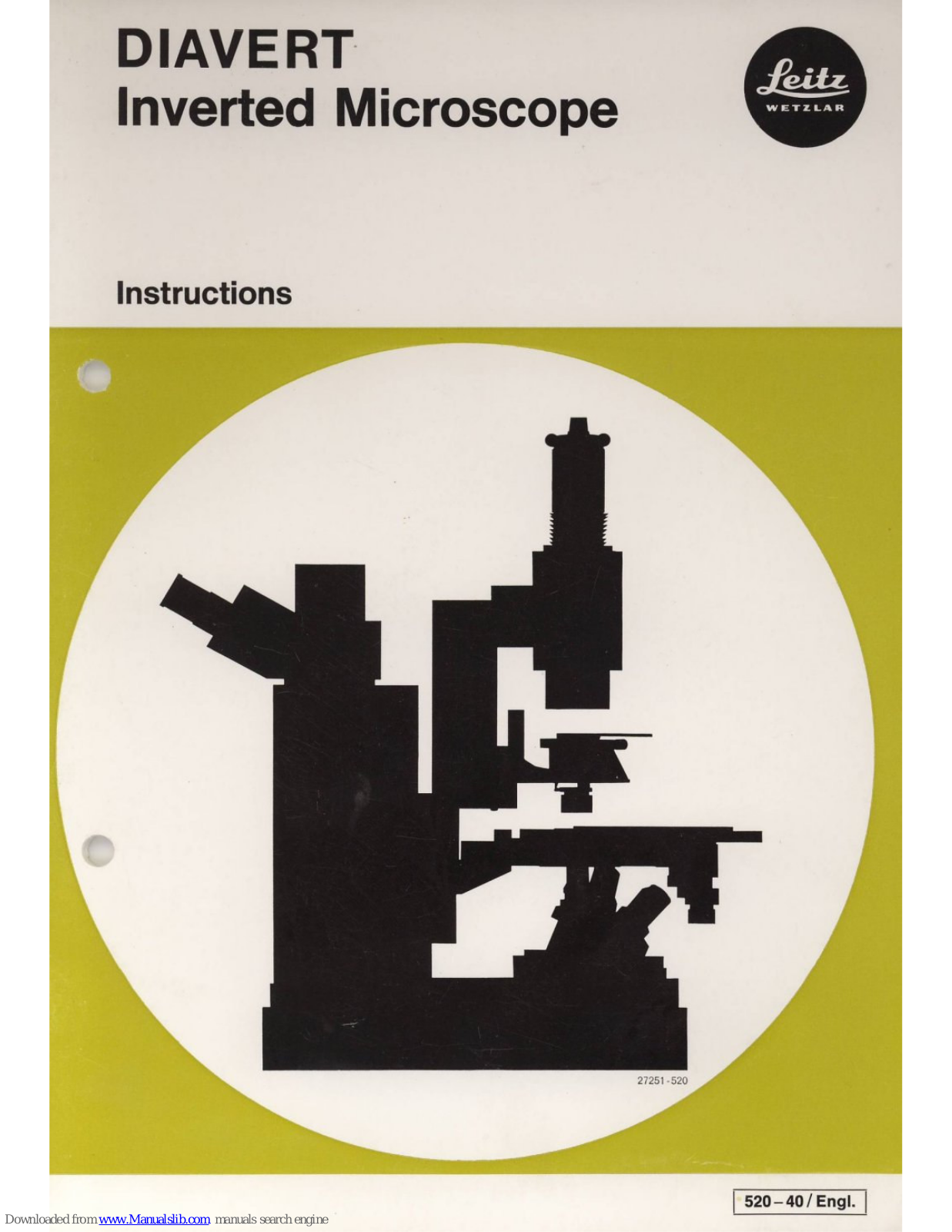 LEITZ Diavert Instructions Manual - ManualMachine.com