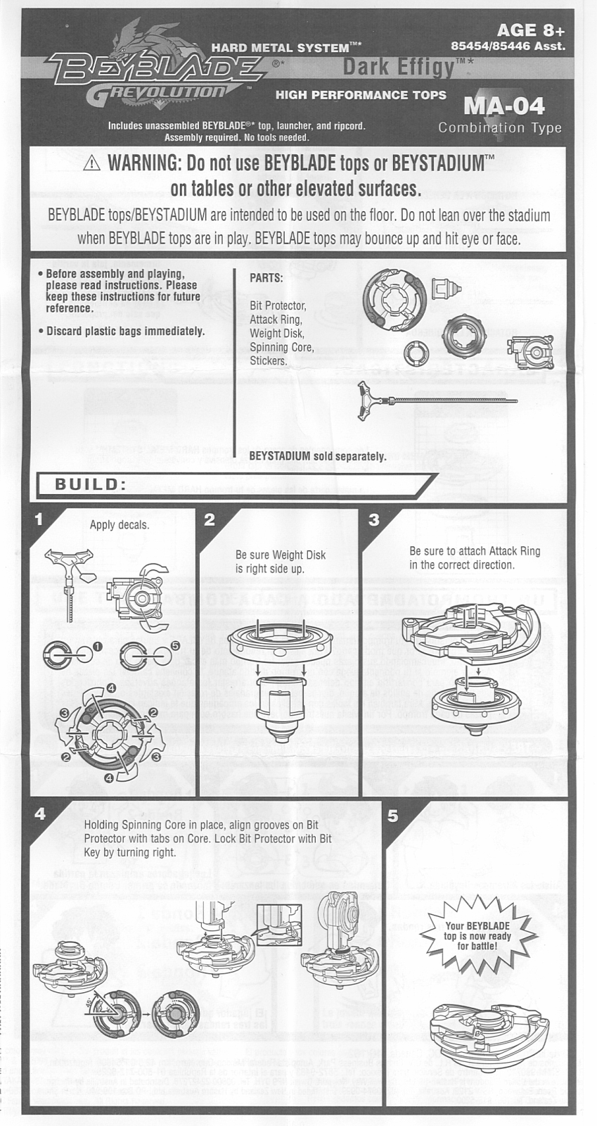 HASBRO Beyblade Grevolution Dark Effigy MA04 User Manual