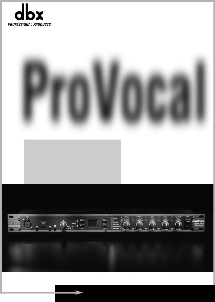 DBX Pro Vocal Owner's Manual