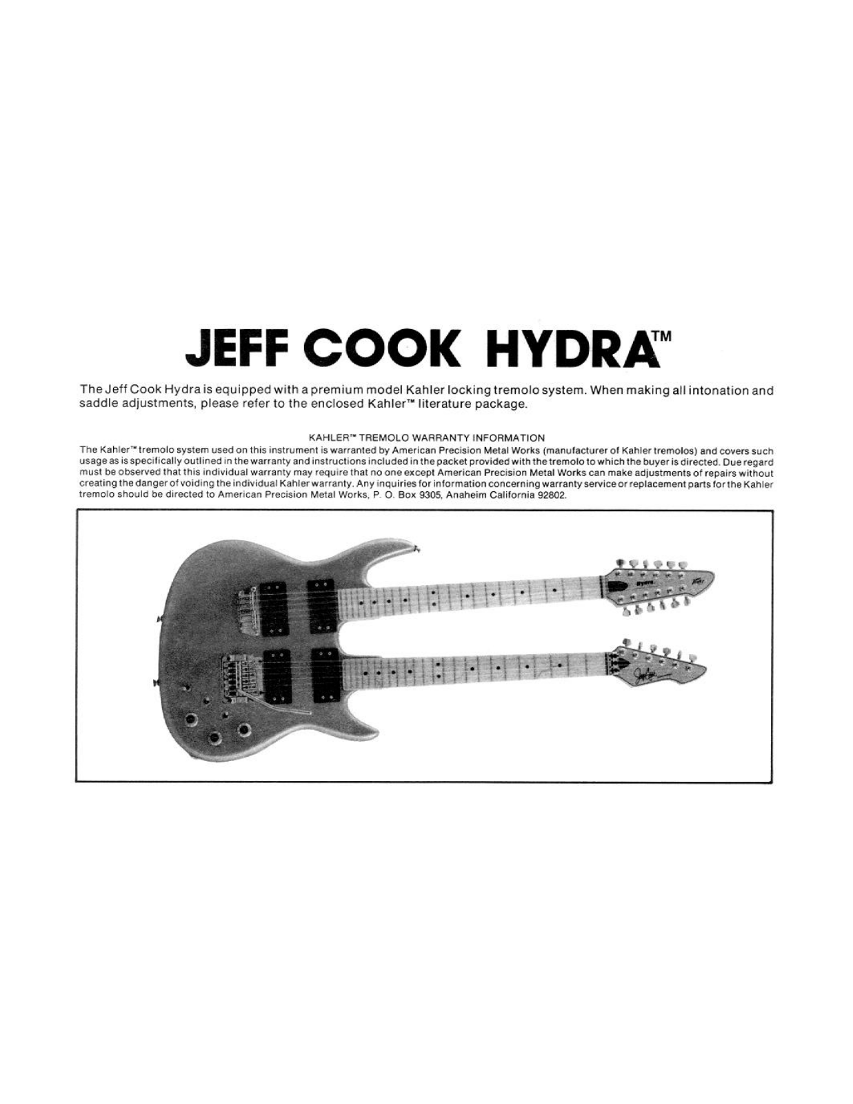 Peavey Jeff Cook Hydra User Manual