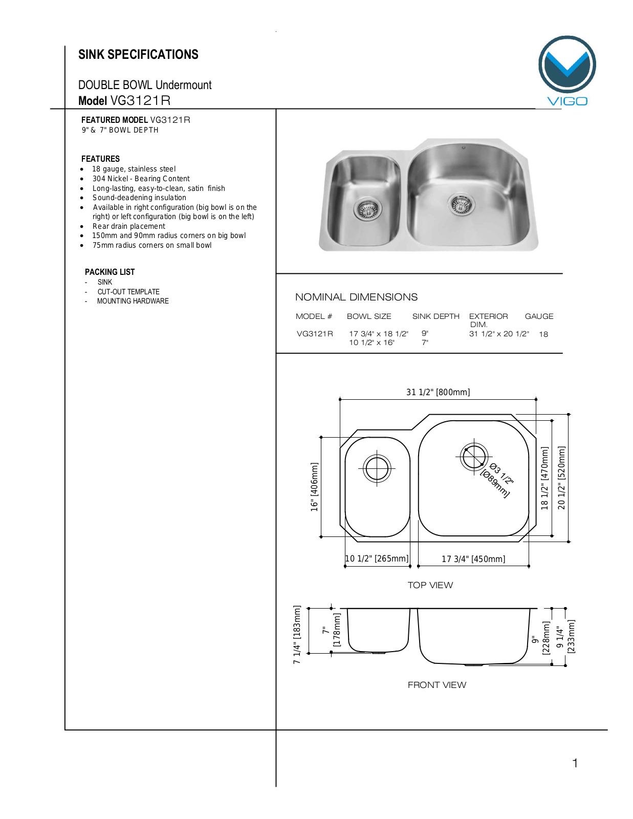 Vigo VG3121R User Manual