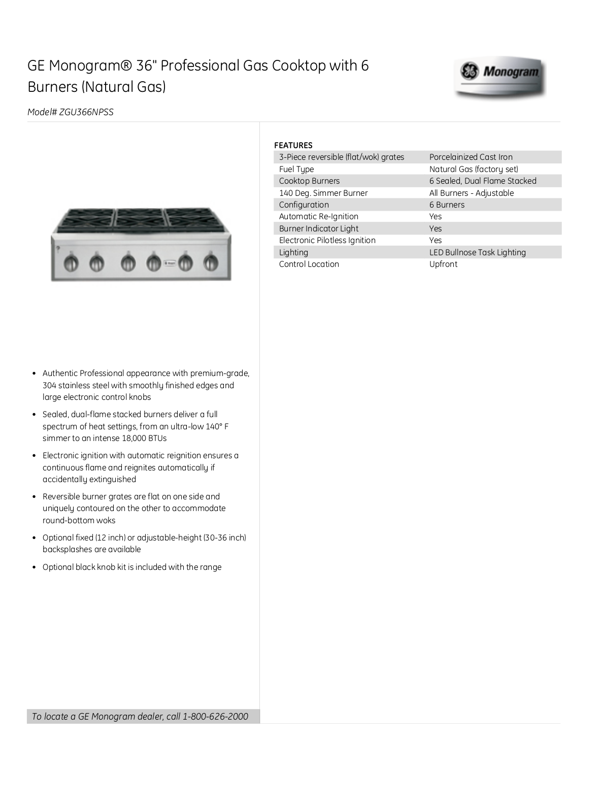 Monogram MORECTWODW307 Product Feature manual