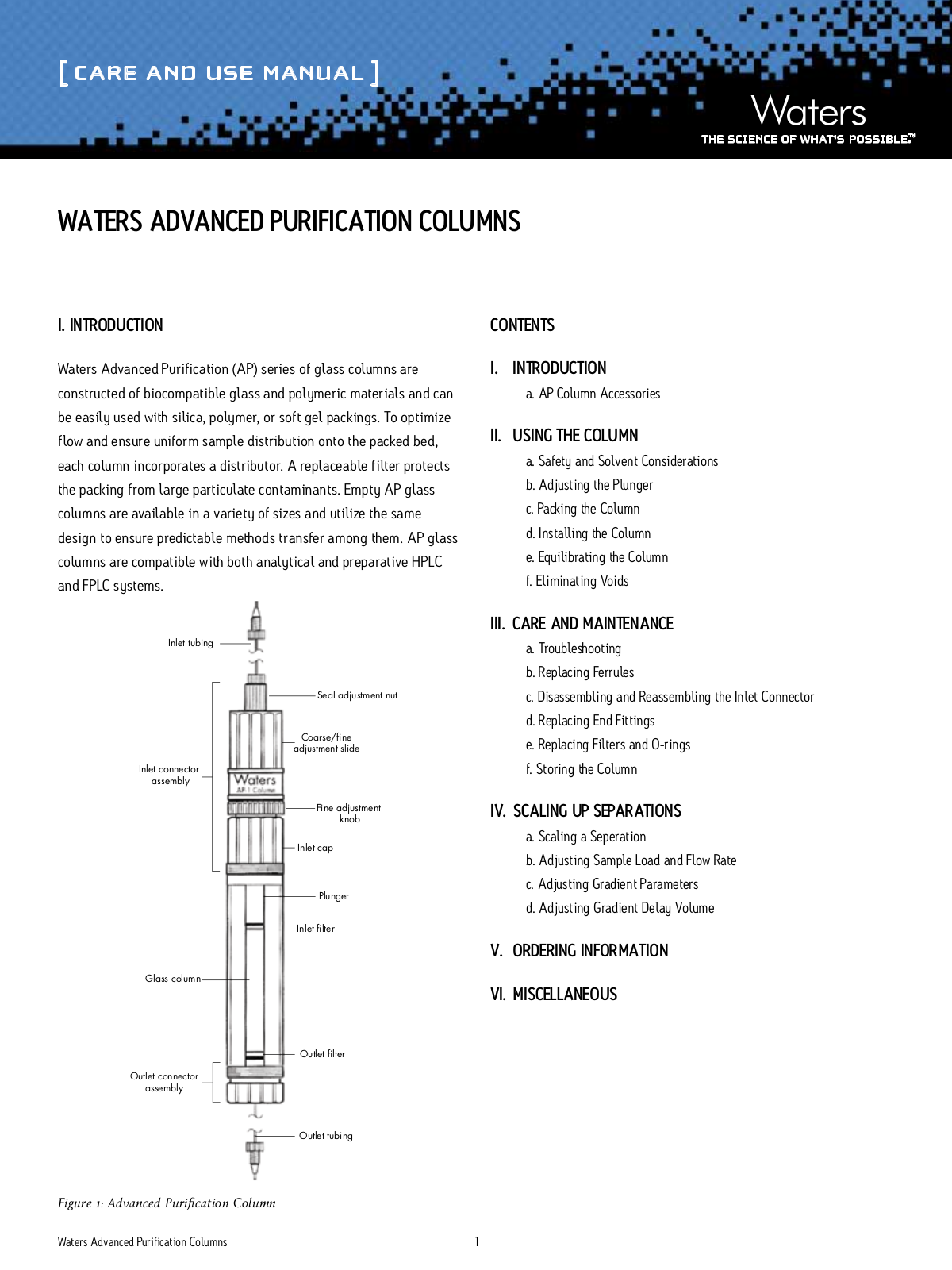 Waters Advanced Purification Glass Columns User Manual