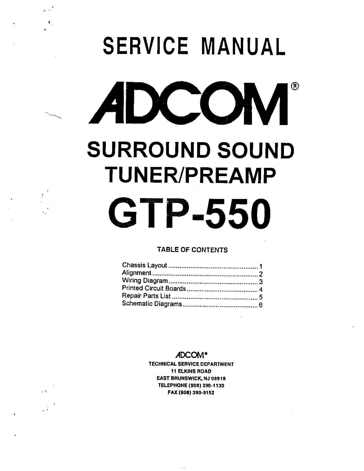 Adcom GTP550 Schematic