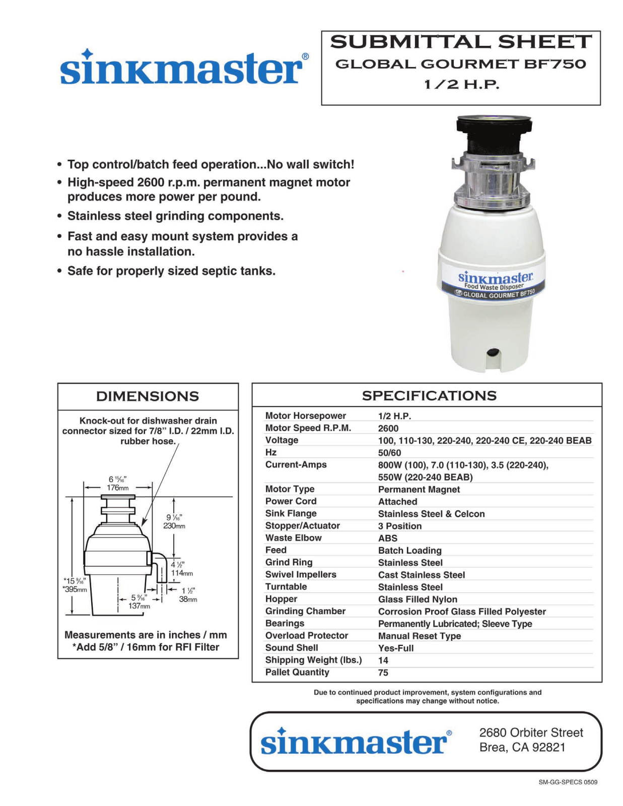 Waste King BF750 User Manual