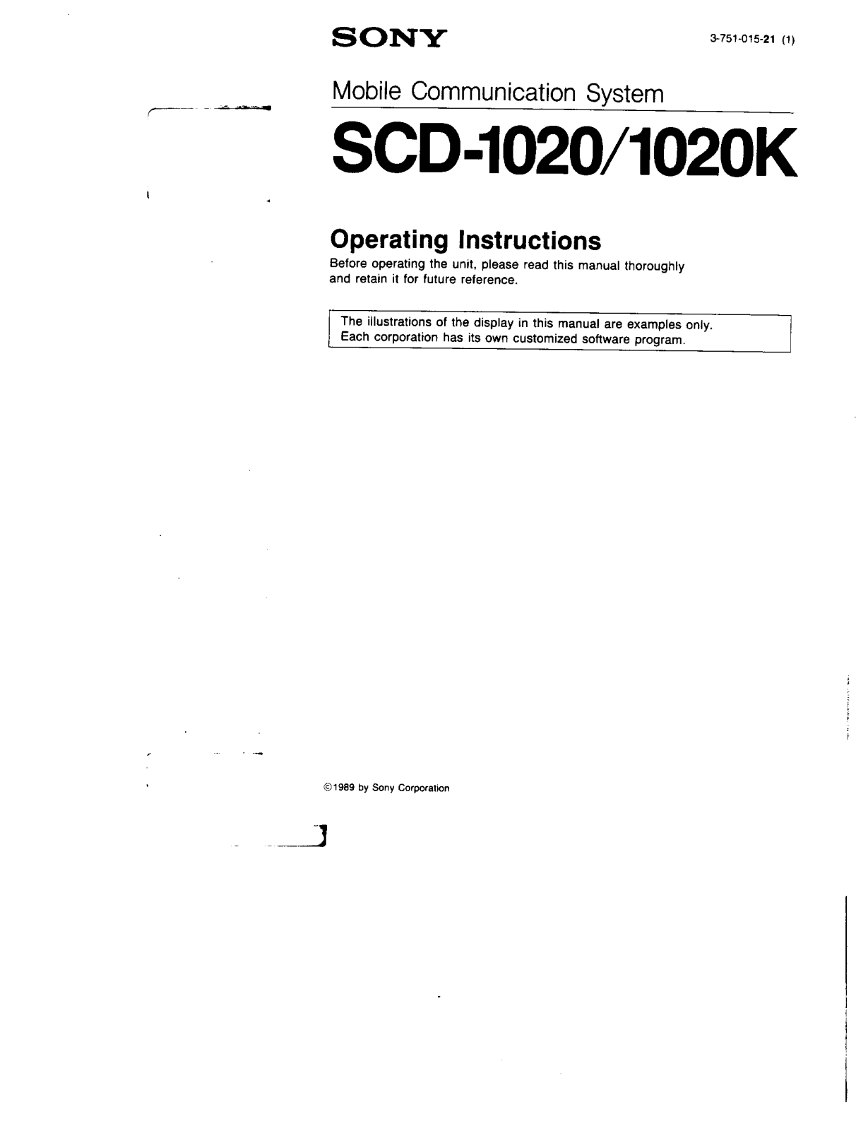 Sony SCD-1020 User Manual