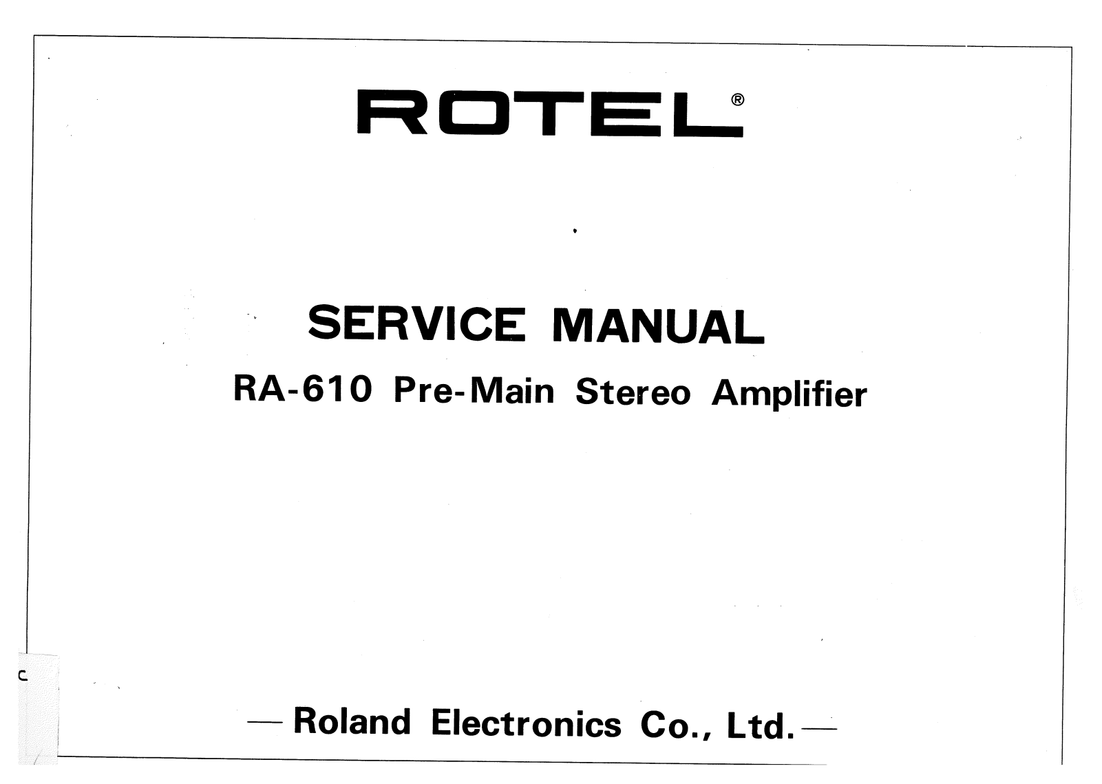 Rotel RA-610 Service manual