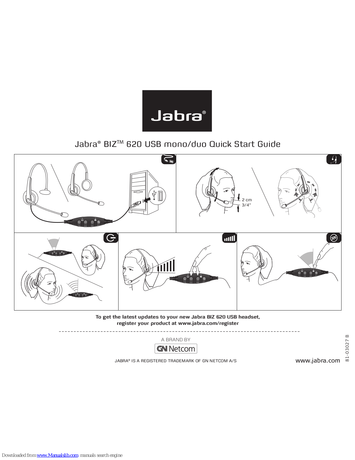 Jabra 620 USB, 6299-829-105 - BIZ 620 Duo USB, BIZ 620 USB duo Quick Start Manual