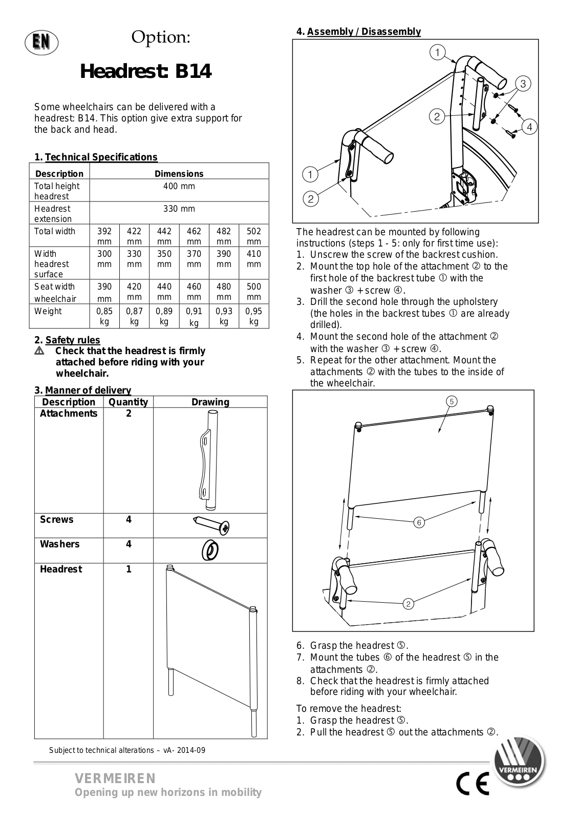 Vermeiren B14 Instruction Manual