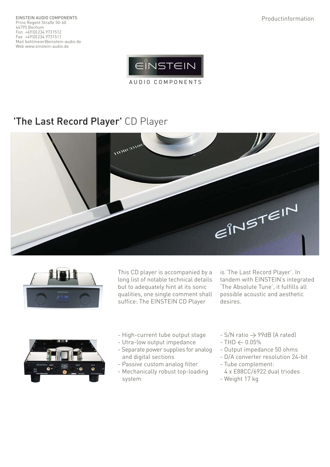 Einstein The Last Record Player Brochure