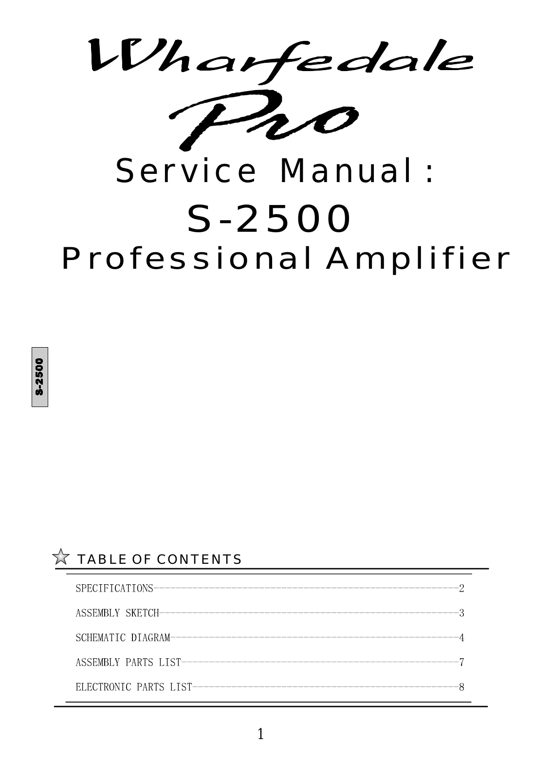 Wharfedale S-2500 User Manual