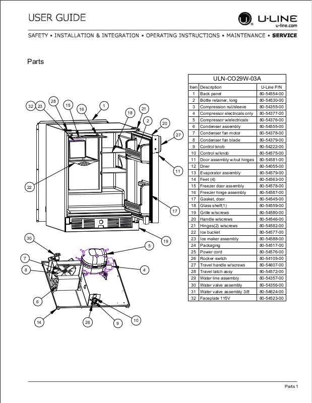 U-Line 80-54577-00 Refrigerator Ice Bucket