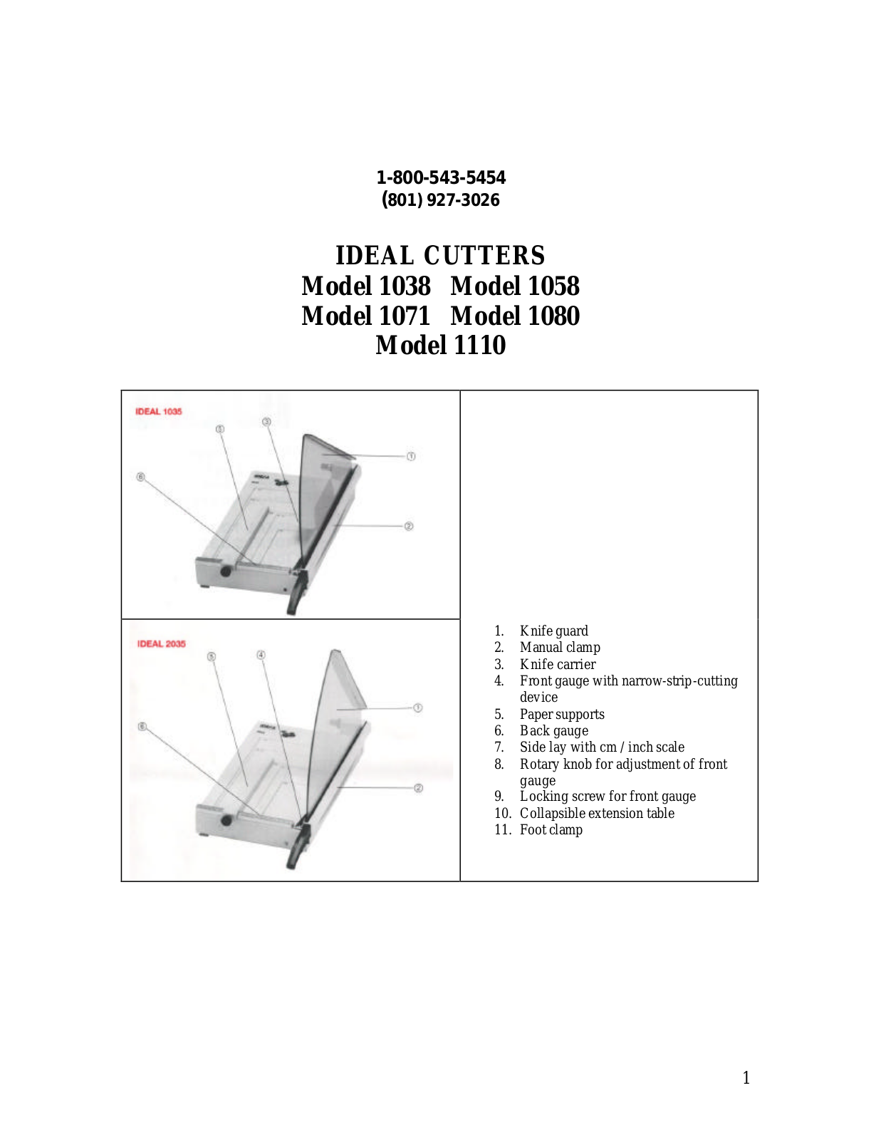 Officezone 1038, 1058, 1080, 1071, 1110 Operation Manual