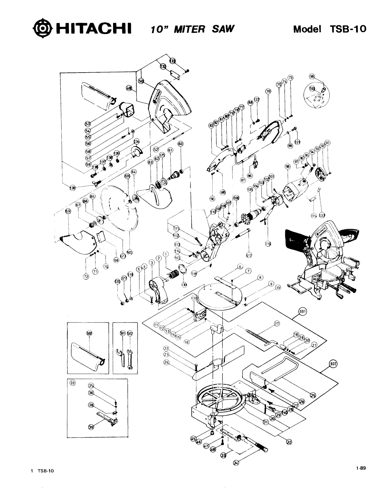 Hitachi TSB10 PARTS LIST