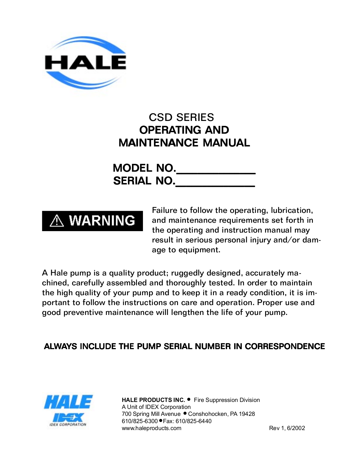 Hale CSD User Manual