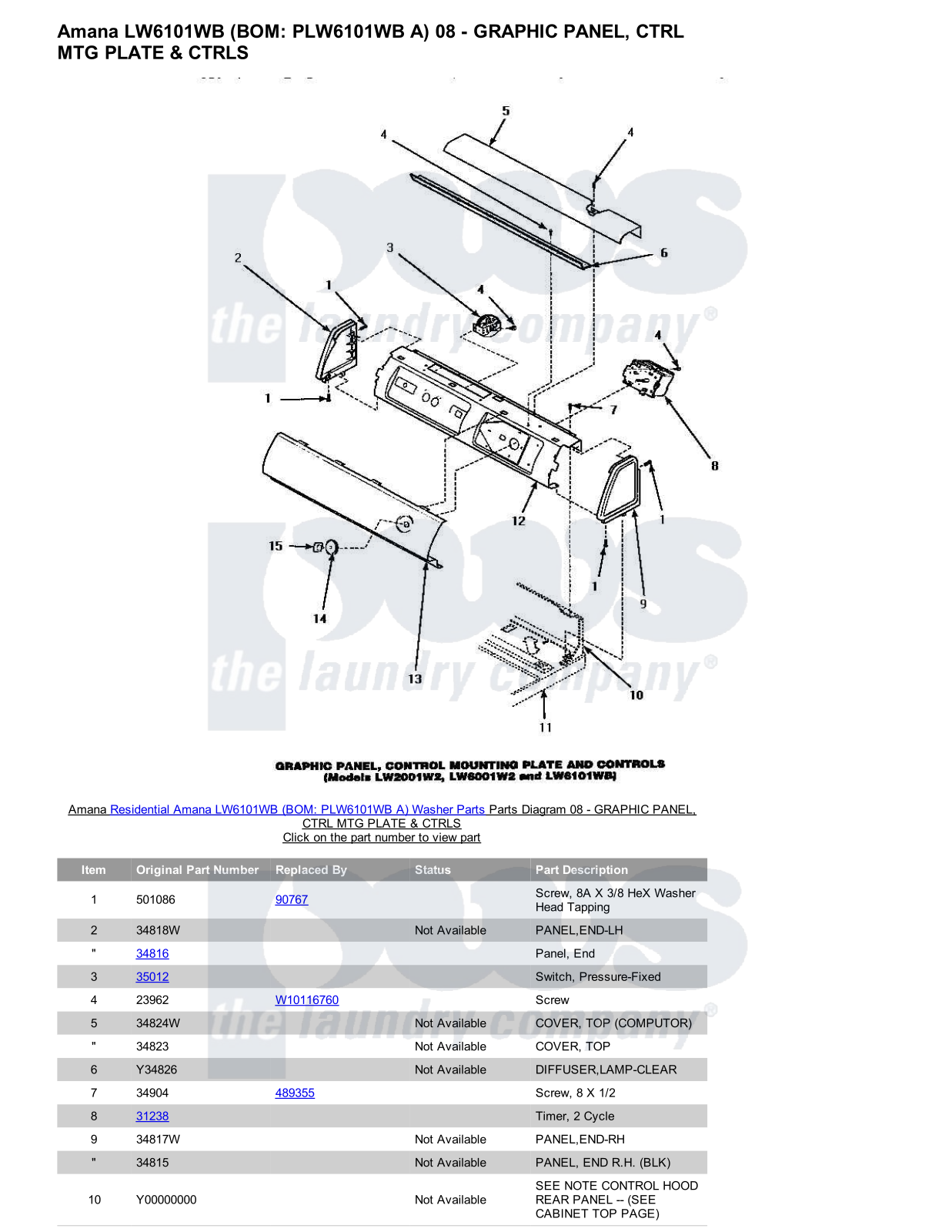 Amana LW6101WB Parts Diagram