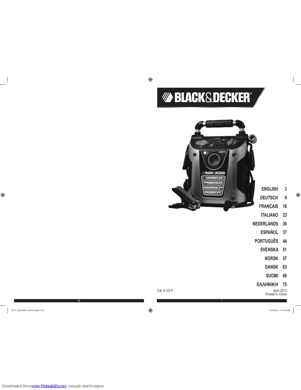 Black & Decker VG11 Instruction Manual