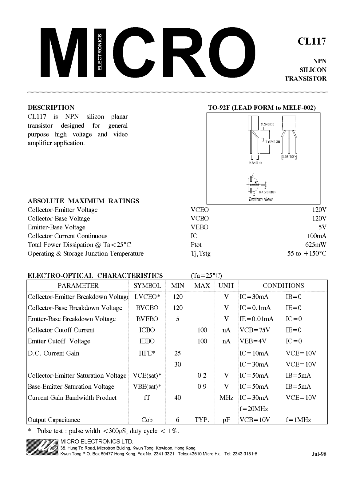 ME CL117 Datasheet