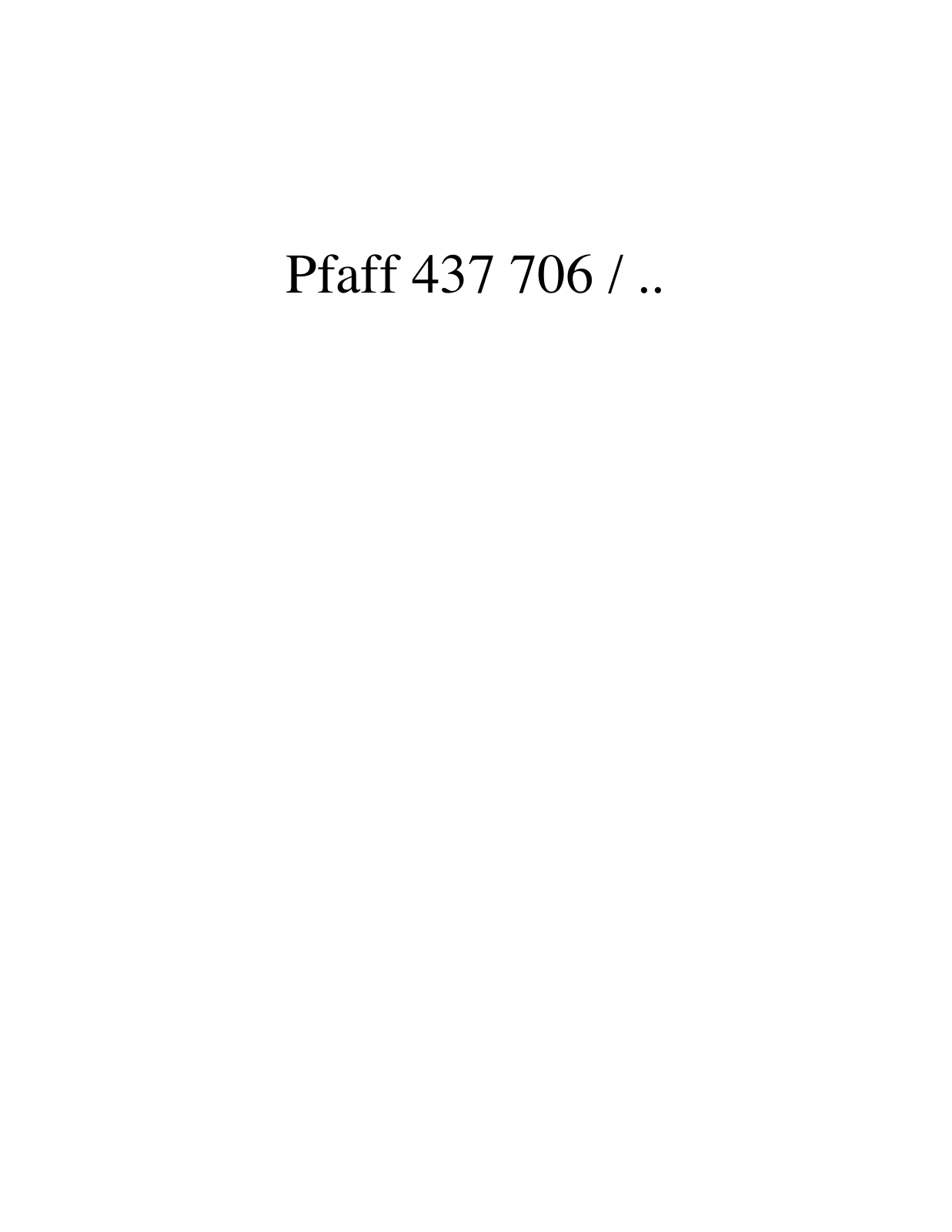 PFAFF 437 706 / .. Parts List