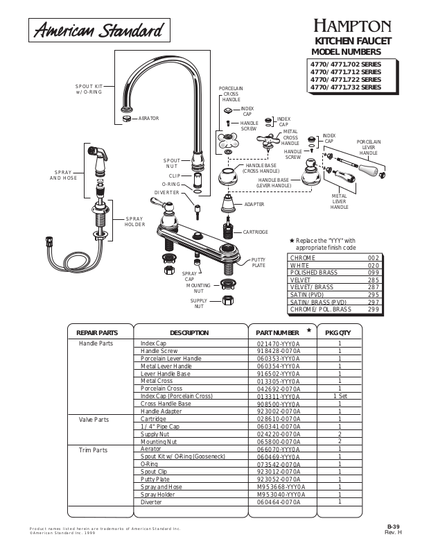 American Standard 4770.702, 4770.712, 4770.732, 4770.722, 4771.702 User ...