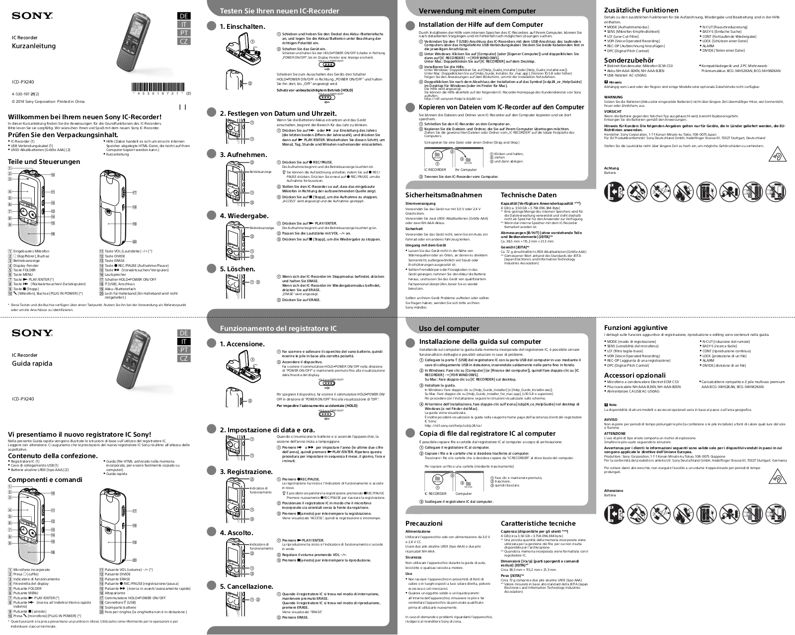 Sony ICD-PX240 User Manual