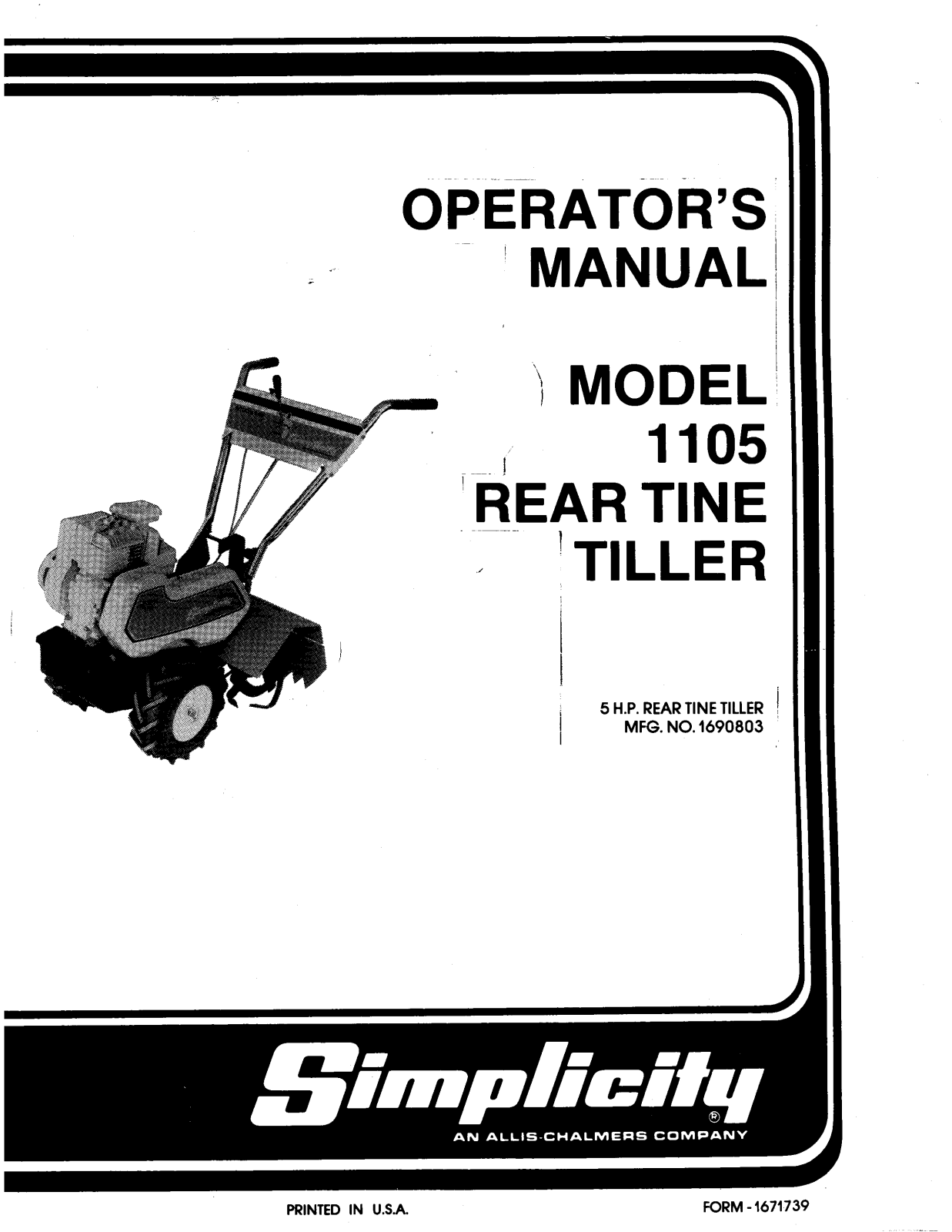 Simplicity 1105 User Manual