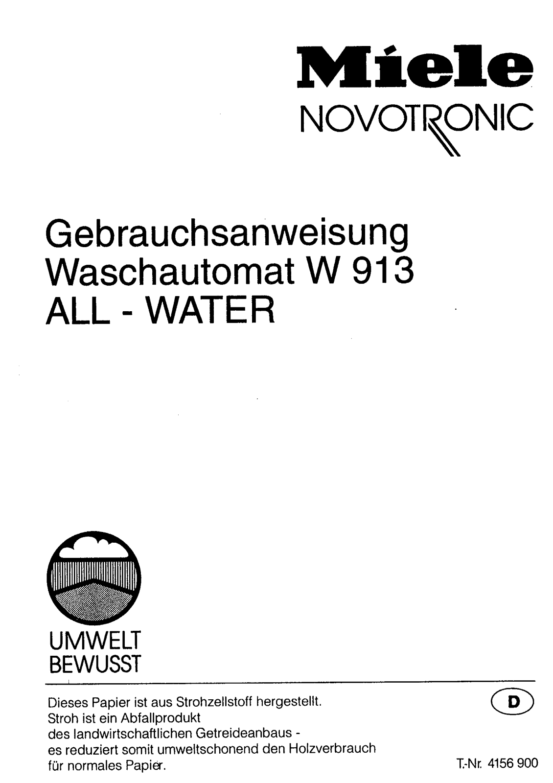 Miele W 913 ALLWATER User manual