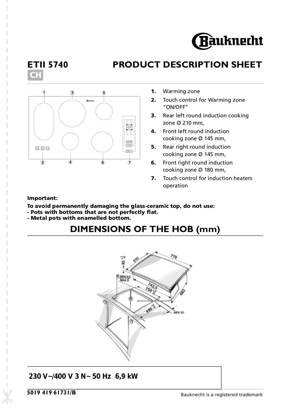 Whirlpool ETII 5740 IN PROGRAM CHART