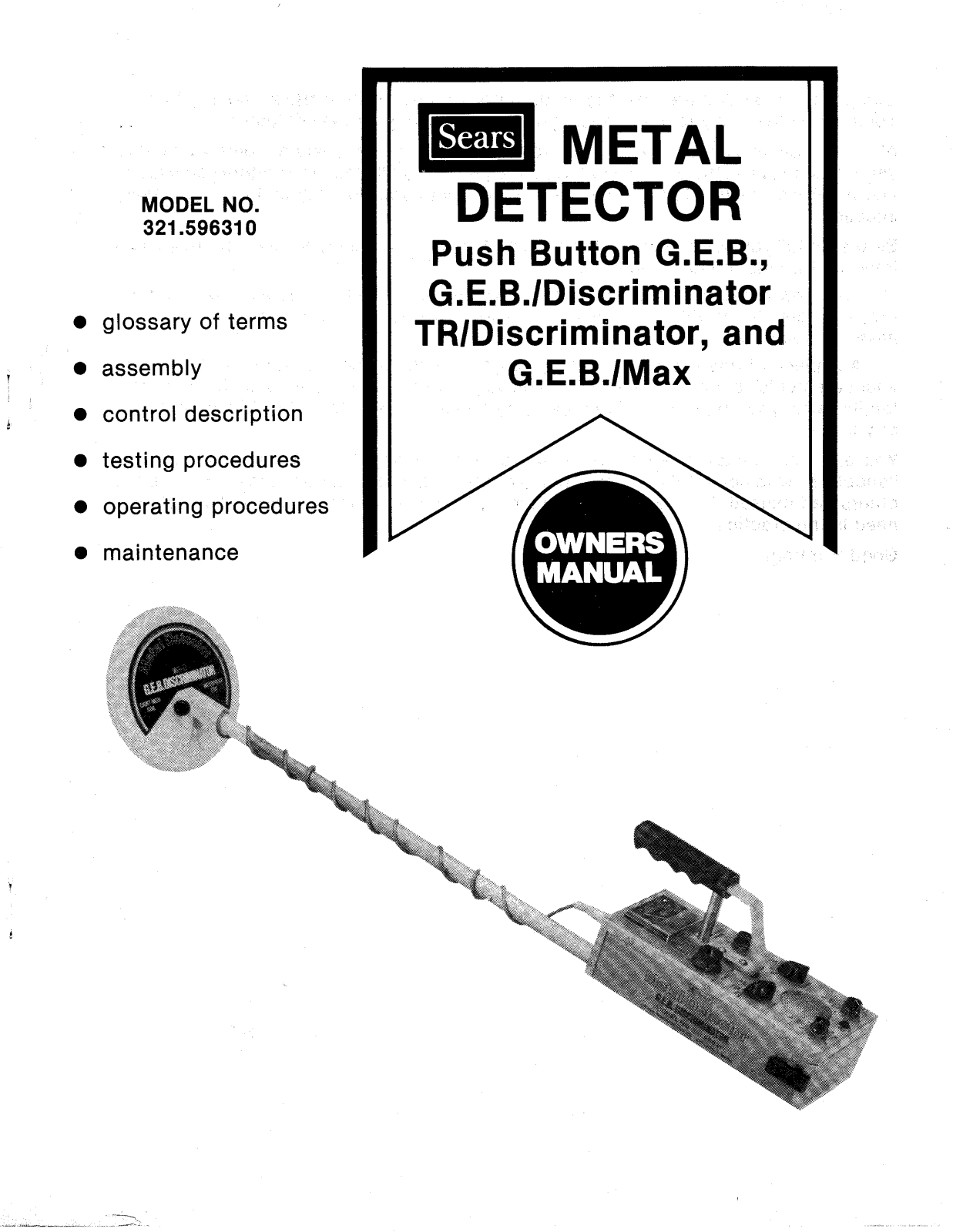 Whites Electronics SEARS 59631 User Manual