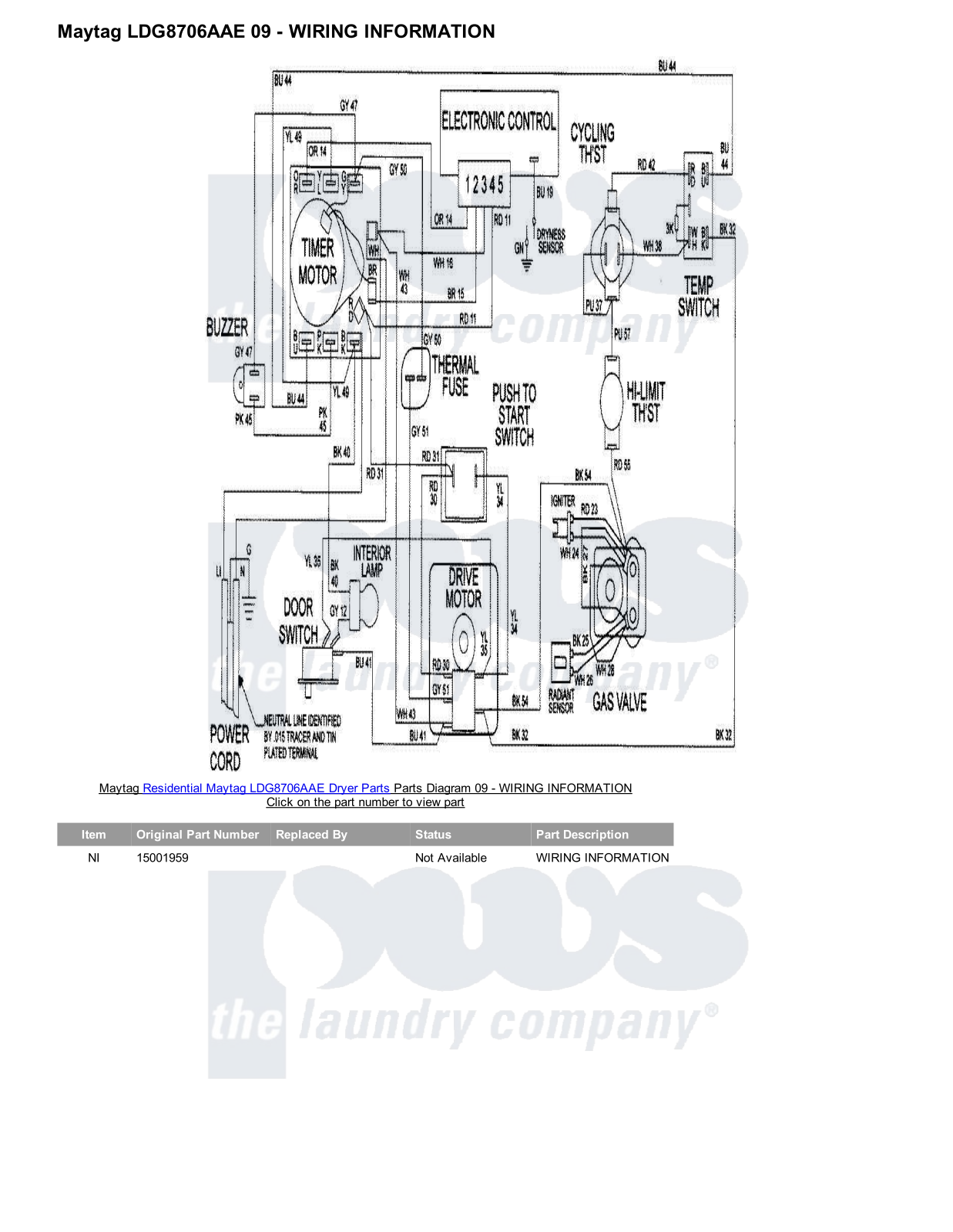 Maytag LDG8706AAE Parts Diagram