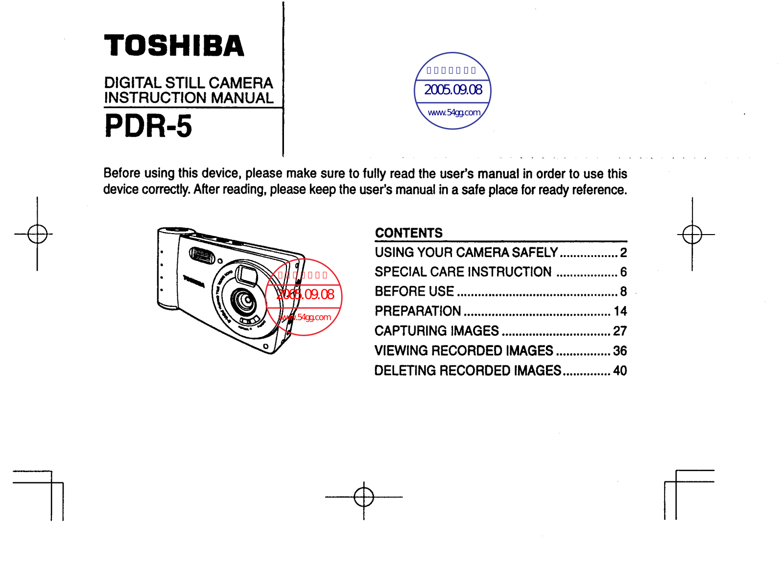 TOSHIBA PDR-5 User Manual